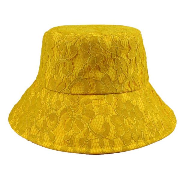 

summer lace flower fisherman hat female spring solid color thin section breathable bucket fashion elegant basin wide brim hats, Blue;gray