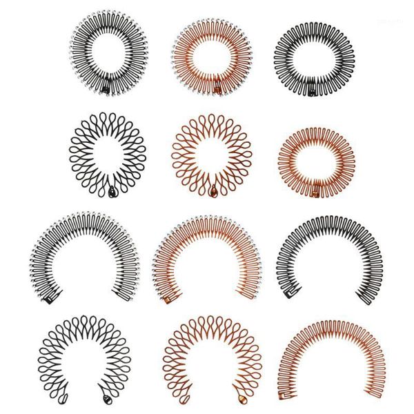 

12pcs stretch hair comb flexible circle full circular headband brushes1, Silver