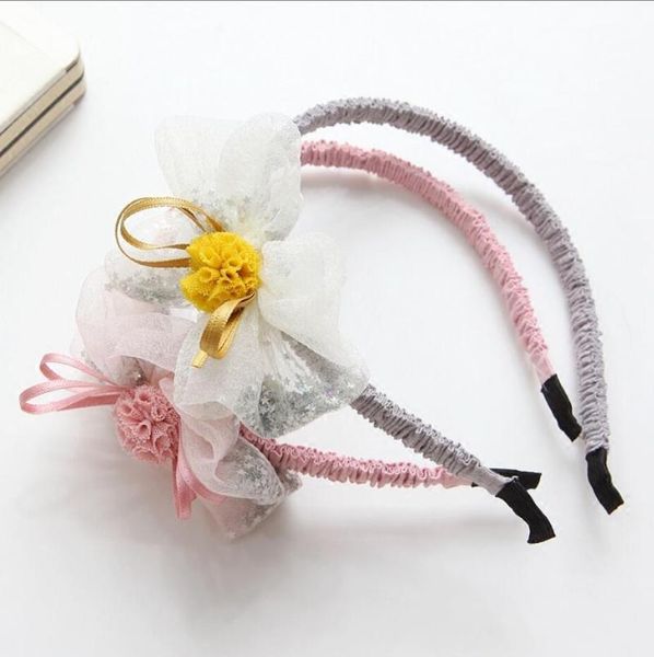 

hair accessories korea spring sweet princess and lovely little girl organza headdress flower hoop children head ornaments, Slivery;white