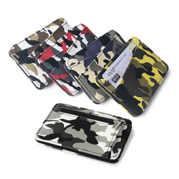 

wallets korean style creative camouflage pu leather magic bag zipper coin purse mini wallet flip thin, Red;black