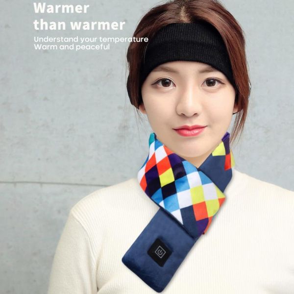 

winter scarf heated usb women heating couple neckerchief plush collar scarves, Blue;gray