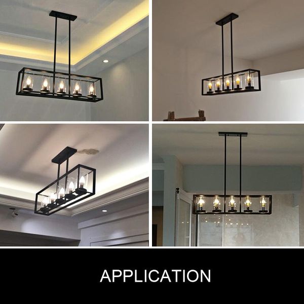 

led american loft square frame pendant lamp iron glass industry rectangular black hanging light for dinning room lamps