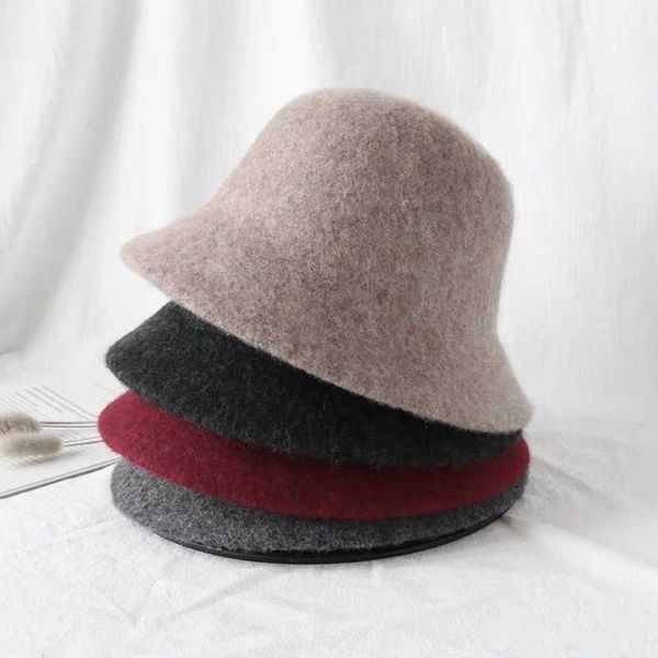 

wide brim hats autumn winter wool bucket hat women fashion vintage fisherman hats versatile cap spring felt hat 6 colors foldable aa230321, Blue;gray