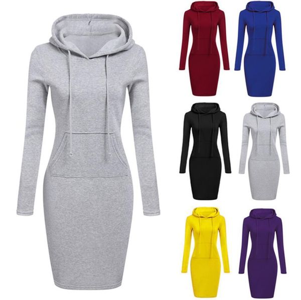

women's hoodies & sweatshirts autumn winter warm sweatshirt long-sleeved dress woman clothing hooded drawstring fleeces women pock, Black