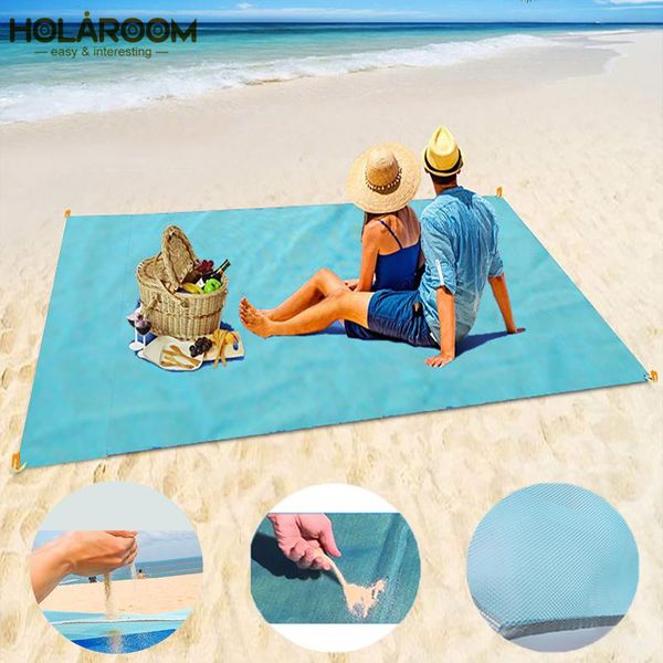

outdoor pads sand beach towel portable blue towels anti-slip mats polyester for support drop ship