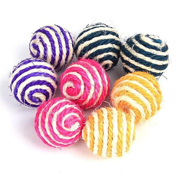 

cat toys random color sisal rope rolling ball interactive chewing scratch toy pet catching weave funning kitten teaser playing