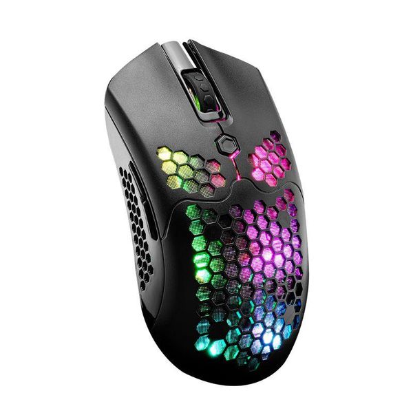 

dual mode gaming mouse 7 keys hollow out rgb light wireless k43b mice