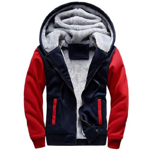 

men's hoodies & sweatshirts baseball uniform winter autumn male patchwork color casual mens thickness keeep warm zipper hooded, Black