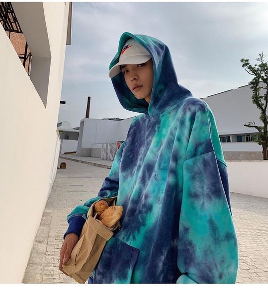 

harajuku tie dye hoodie men clothing men's hoodies hip hop male sweatshirt japanese streetwear m-2xl & sweatshirts, Black