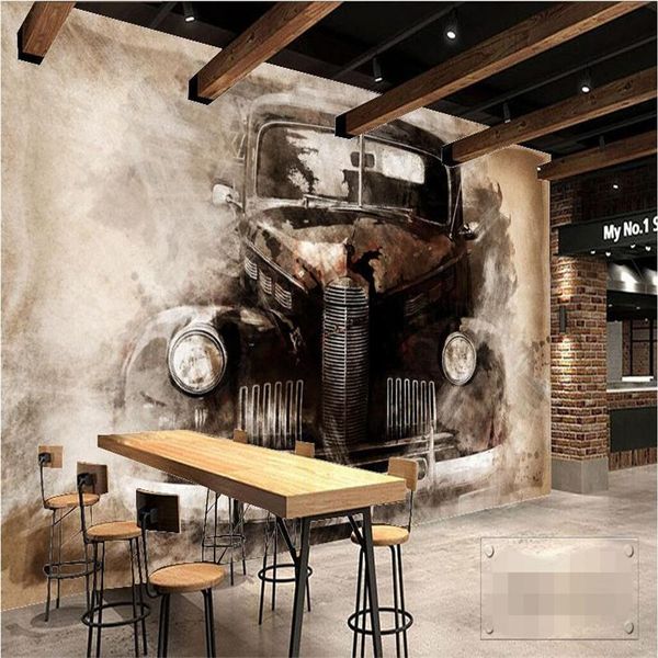 

shuhiko wallpaper mural european nostalgic retro tattered classic car home decoration background wall wallpapers