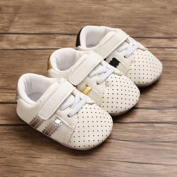 

first walkers autumn born baby pu leathers shoes soft boy girl striped soled non-slip footwear