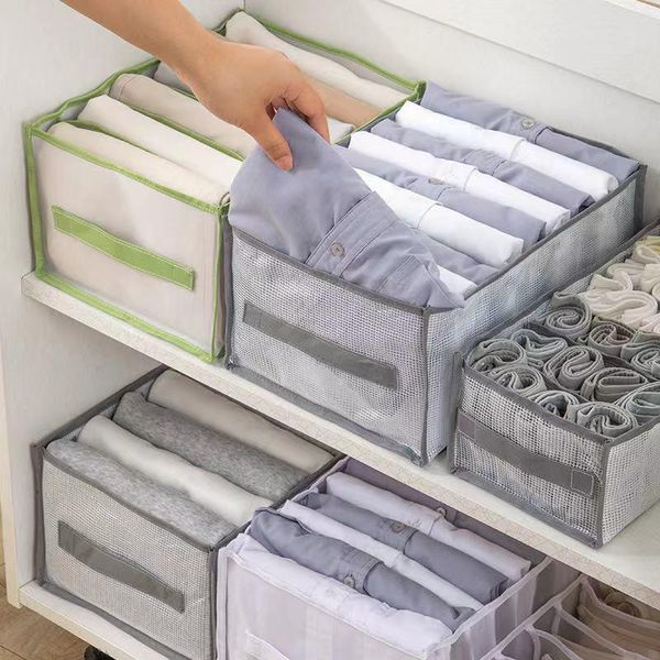 

clothing & wardrobe storage 6/9 grids thick mesh transparent compartment stacking jeans pants clothes drawer closet separation box
