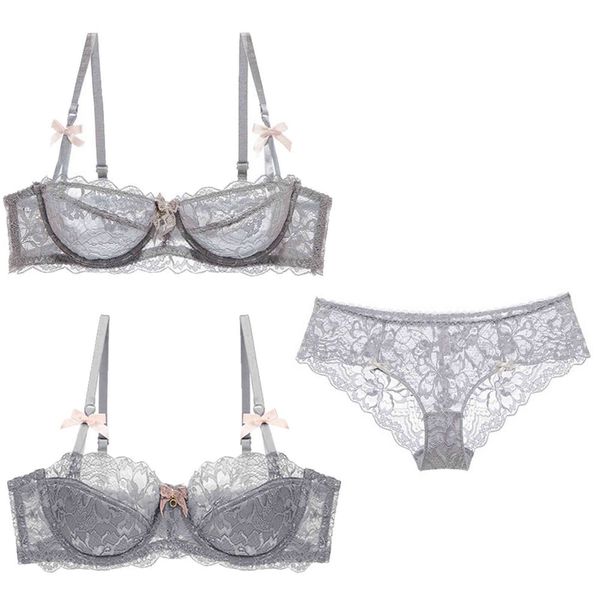 

varsmiss 3pcs bra set push up see through bra+half cup underwire bra+lace panites lingerie, Red;black