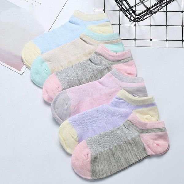 

socks & hosiery 6 pairs pure cotton women's sweet candy color short low cut ankle female sock meias warm mesh winter autumn, Black;white