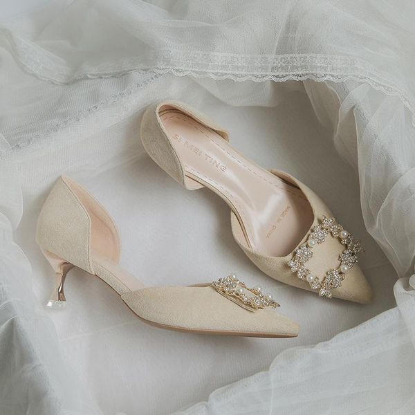 

sandals large size women's shoes pumps 40-43 fat feet stiletto high-heeled 2021 pearl hollow cute heels, Black