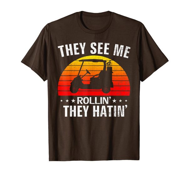 

retro they see me rollin they hatin funny golf/golfer gift t-shirt, White;black
