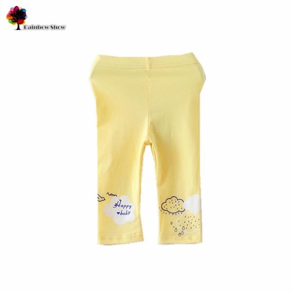 

trousers children clothing girls summer printing cotton soft comfortable leggings leg pants, Blue