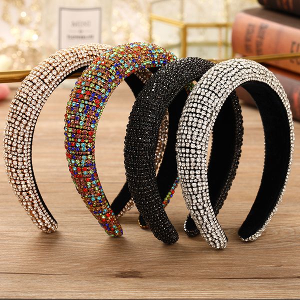 

trendy ladies headband crystal rhinestone headwear wedding hair accessories prom tiara jewelry bride handmade dress accessoriesdio chan cont, Golden;white