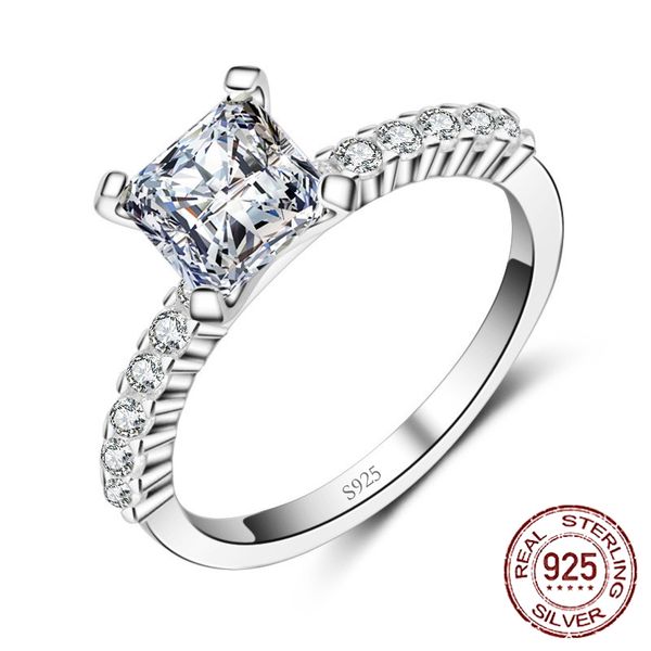 

square 6mm zirconia rings for women 925 sterling silver wedding fine jewelry princess anel engagement bijoux femme wholesale j-062, Slivery;golden