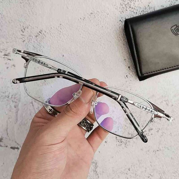 

70% off online store new fashion men's flat lens large frame metal spectacle crowe personality trend can be equipped with myopia, White;black