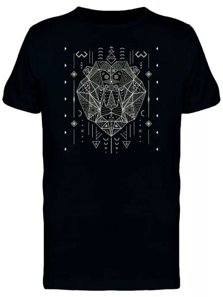 

Geometric Tribal Art Lion Head Men's Tee -Image by Shutterstock, White;black