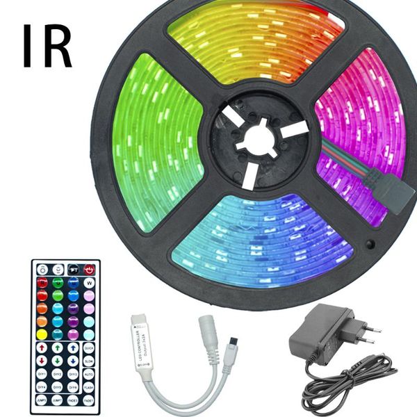 

strips lights rgb 2835 dc 12v 7.5m eu plug infrared remote diode flexible decor background decoration control+adapter led
