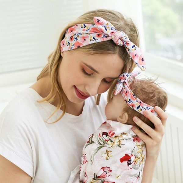 

hair accessories eco-friendly 2pcs durable mother infant knot band fine workmanship headwrap multi-color for, Slivery;white