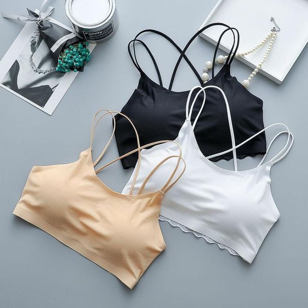 

camisoles & tanks women 2021 summer fashion lace strap bras female cross beauty back tank ladies solid color sleeveless j15, Black;white