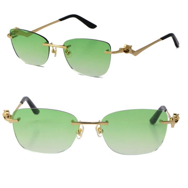 Modelo Modelo Fashion Metal Leopard Series Malless Sunglasses de 18k Gold macho e fêmea grande quadrado de sol escudo Retro Design Cat EyeGlasses Frames Men Frame