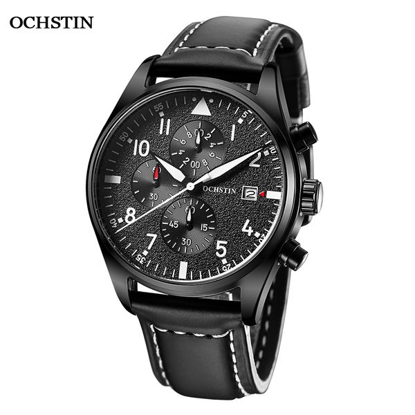 

ochstin 2021 brands mens watches pilot sport chronograph male fashion quartz wrist watch waterproof black clockg, Slivery;brown