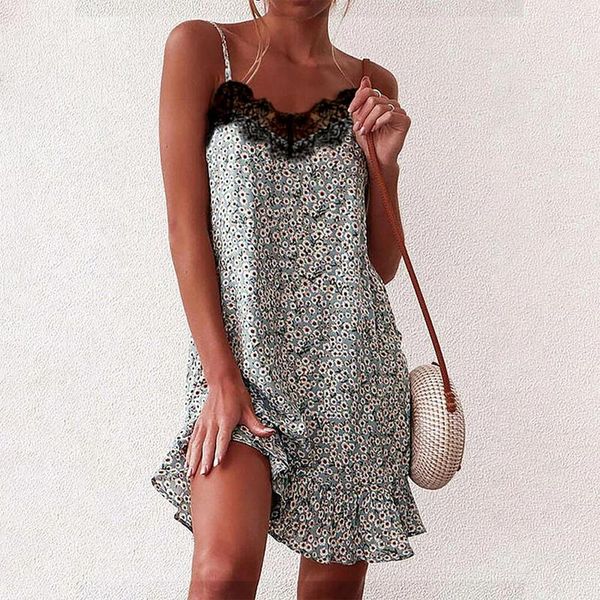 

casual dresses summer dress plus sizesleeveless lace floral elegant spaghetti strap for women clothing vestidos mujer verano 2021, Black;gray