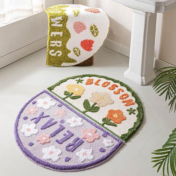 

carpets semi-circular household floor mat absorbent non-slip bathroom kitchen children's room decorative carpet