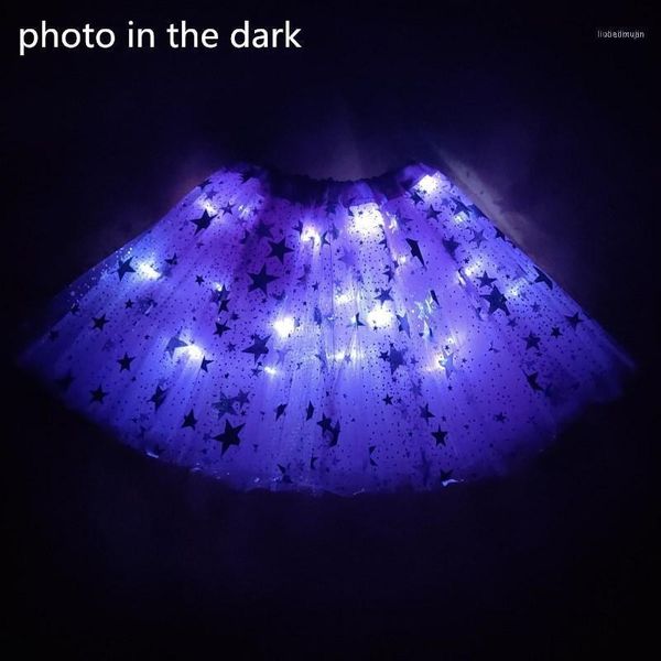 

skirts 2021 purple children birthday dance lights tutu mesh party for light up ball glow fancy dress led1, Blue