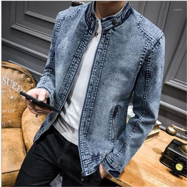 

men's jackets spring autumn retro denim youth casual jacket trend pure color slim clothes, Black;brown