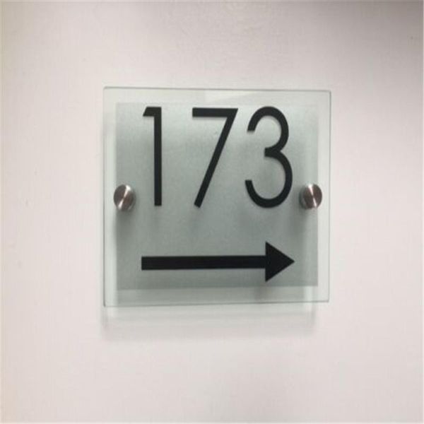 

other door hardware house/el sign plaque number glass effect acrylic arrow pointer