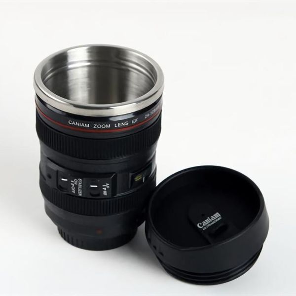 

water bottles creative cup lens coffee couple stainless steel portable bottle with lid christmas gift