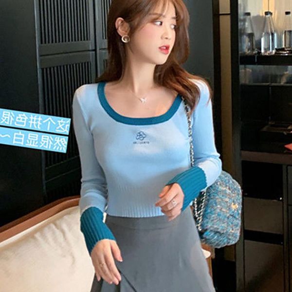 

women's sweaters spring autumn style women knitted short pullover lady casual o-neck sweater zz0948, White;black