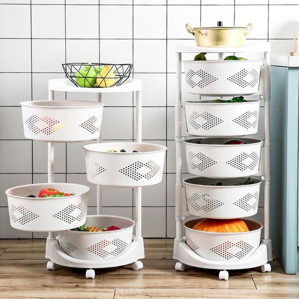 

hooks & rails kitchen rotary shelf bathroom children's toy vegetable basket multi-layer circular finishing storage rack wine holde