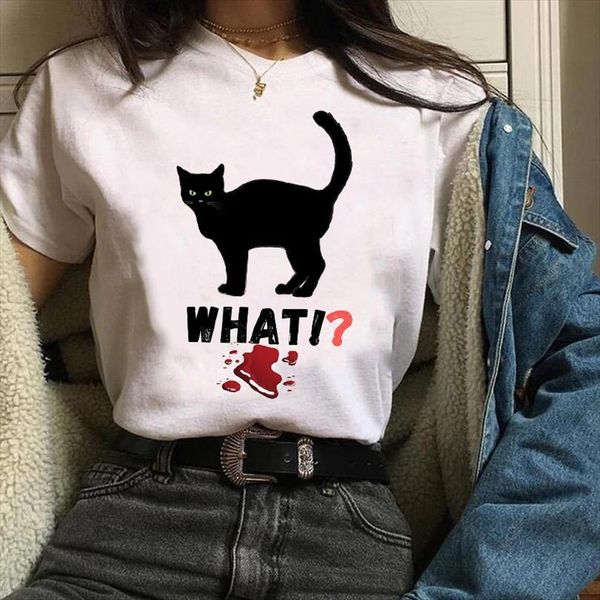 

men clothes lady graphic cat t shirt blood cool kawaii cartoon casual summer halloween tees female mens, White;black