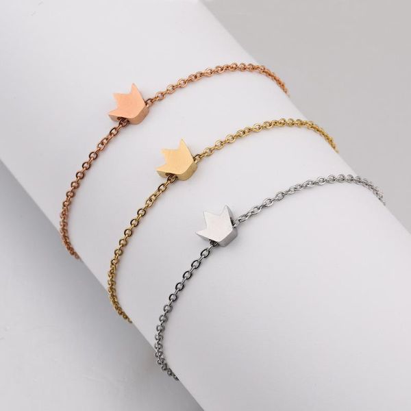 

charm bracelets stainless steel crown bracelet for women hand chain jewelry, Golden;silver