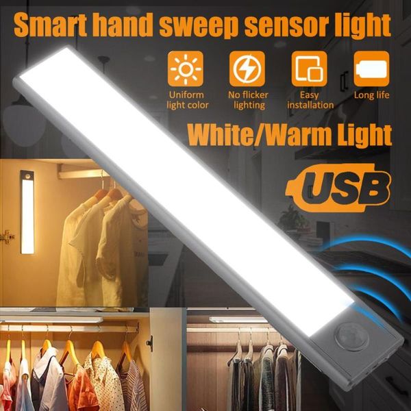 

rechargble 30 led pir infrared motion sensor night light under cabinet closet wardrobe kitchen lamp