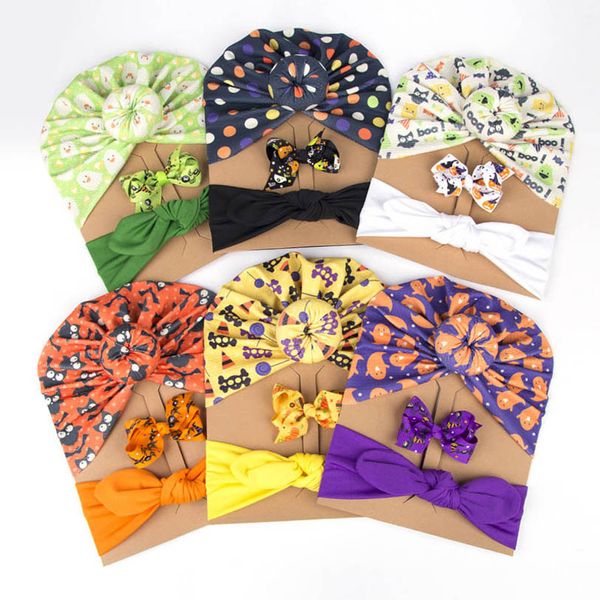 

girls hair accessories halloween baby headbands ribbons bows kids barrettes bb clip newborn hats printed infant caps 3pcs/sets b8211, Slivery;white