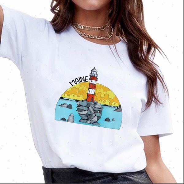

summer fashion casual aesthetics women harajuku graphics o neck short sleeve tee female clothes, White