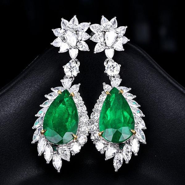 

luxury fashion colorful earrings drop pear-shaped design inlaid zircon stud earring fine jewelry for women 2021, Golden;silver