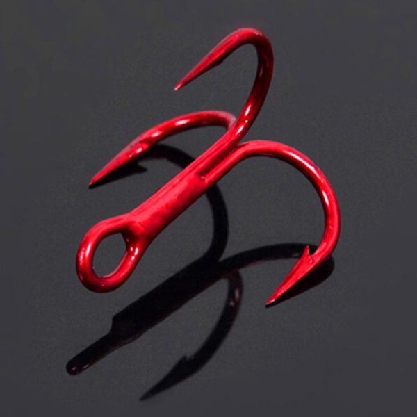 

fishing hooks 100pcs/set carbon steel red fishhook treble jig 2/4/6/8/10#