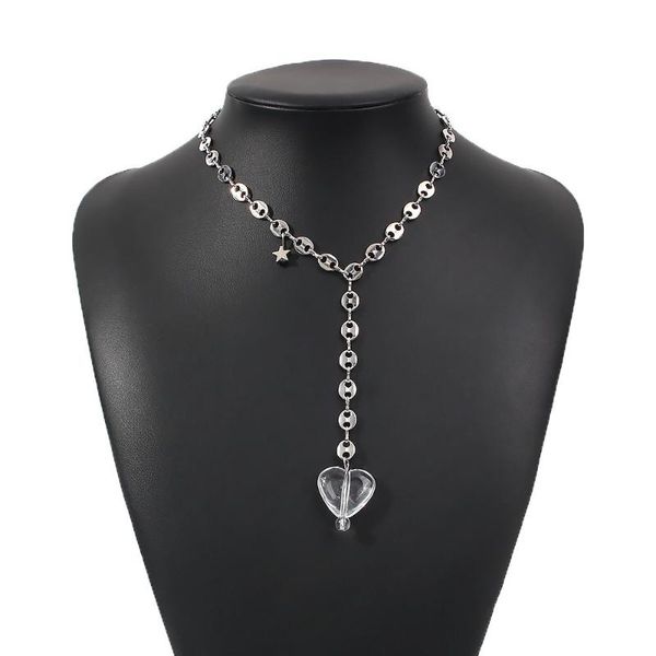 

pendant necklaces fashion women's 2021 star pearl chains goth gifts for year jewelry coffee beans necklace vintage crystal heart, Silver