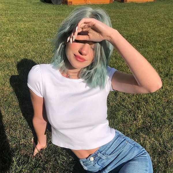 

women's t-shirt dropshopping basic casual black white t shirt women summer short sleeve ladies fashion solid crop tee streetwe