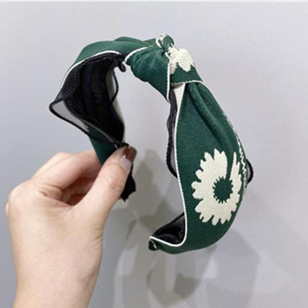 

green headbands flowers print for women outdoor headwear daisy hairband knot adults hair headband face washing accessories