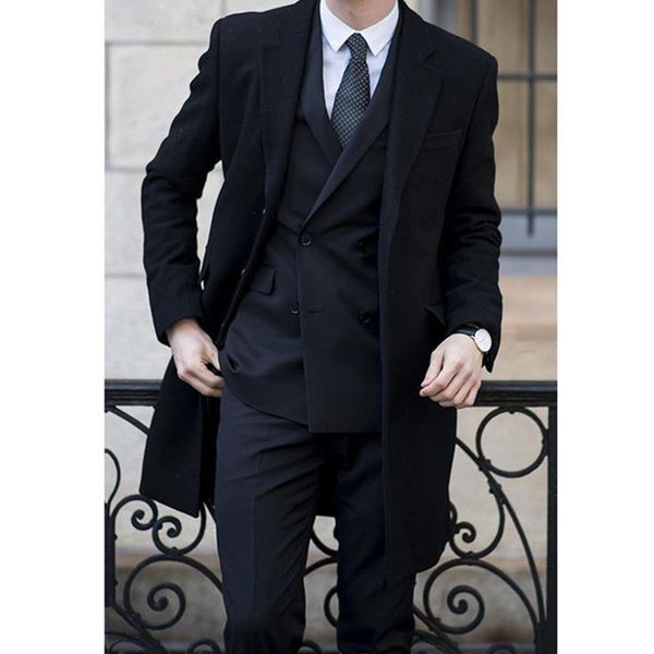 

men's suits & blazers tailor made fashion gentleman black men slim fit groom long tuxedo for wedding dress party sets (jacket+pants+ves, White;black