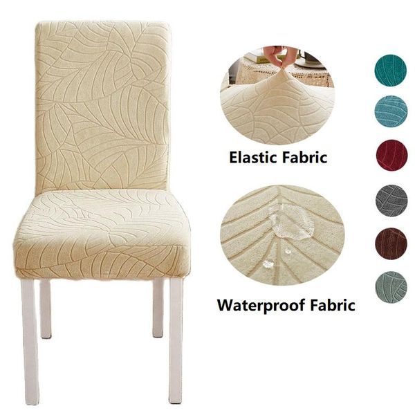 

chair covers waterproof cover big leaves pattern jacquard flexible seat protetor home decor for dining